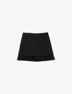 Sandro Zalana Pleated Woven Mini Skirt