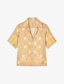 Sandro Graphic-print Silk Shirt