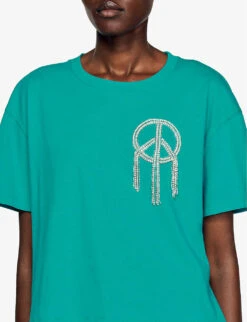 Sandro Mercury Logo-print Cotton T-shirt -Ted Baker Store R04111302 BLEUS ALT04