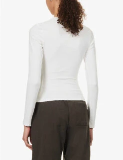 Slim-fit Brand-embroidered Stretch-cotton Top -Ted Baker Store R04111531 WHITE ALT03