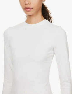 Slim-fit Brand-embroidered Stretch-cotton Top -Ted Baker Store R04111531 WHITE ALT04