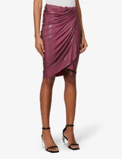 Vered Draped Slim-fit Stretch-jersey Midi Skirt -Ted Baker Store R04111579 MAGENTA ALT02