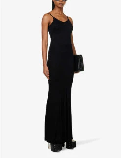 Scoop-neck Raw-hem Jersey Maxi Dress -Ted Baker Store R04111584 BLACK ALT01