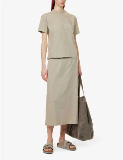 ESSENTIALS Brand-tab Cotton Midi Skirt -Ted Baker Store R04111611 SEAL ALT01