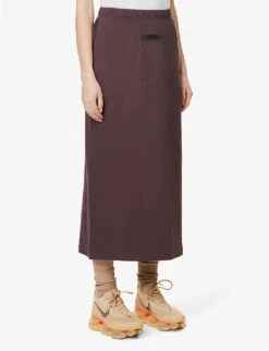 ESSENTIALS Brand-badge Cotton-jersey Midi Skirt -Ted Baker Store R04111628 PLUM ALT02