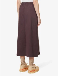 ESSENTIALS Brand-badge Cotton-jersey Midi Skirt -Ted Baker Store R04111628 PLUM ALT03
