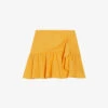 CLAUDIE PIERLOT Draped-effect Ruffle-trim Linen-blend Mini Skirt -Ted Baker Store R04113186 JAUNESORANGES M