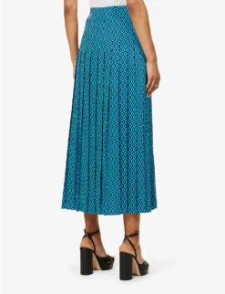 ME AND EM Geometric-print Woven Maxi Skirt -Ted Baker Store R04117213 NAVYTURQUOISE ALT03