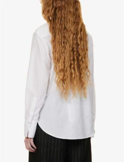 ME AND EM Striped Pleated-panel Organic-cotton Shirt -Ted Baker Store R04117219 WHITE ALT03