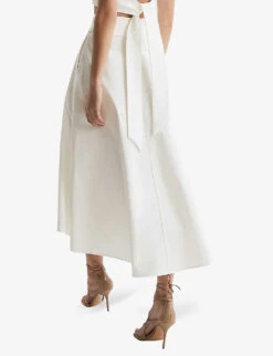 Reiss Rebecca Asymmetric-hem Stretch-cotton Midi Skirt 10 Reiss Rebecca Asymmetric-hem Stretch-cotton Midi Skirt -Ted Baker Store R04118950 WHITE ALT03