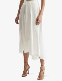 Reiss Rebecca Asymmetric-hem Stretch-cotton Midi Skirt 11 Reiss Rebecca Asymmetric-hem Stretch-cotton Midi Skirt -Ted Baker Store R04118950 WHITE ALT04