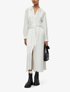 AllSaints Clanetta Tied-waist Woven Shirt Midi Dress -Ted Baker Store R04119008 OFFWHITE ALT01