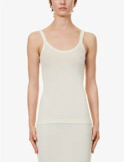 Bottega Veneta Semi-sheer Cotton-blend Knitted Top -Ted Baker Store R04121126 CHALK ALT02