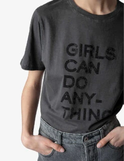 Zadig & Voltaire Bella Crystal-embellished Cotton-jersey T-shirt -Ted Baker Store R04121841 CARBONE ALT04