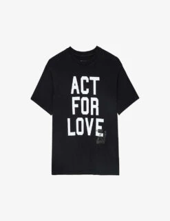 Zadig & Voltaire Brooxs Act For Love Slogan-print Cotton-jersey T-shirt
