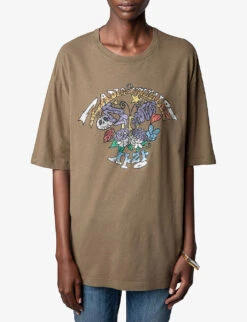 Zadig & Voltaire Suzy Crystal-embellished Cotton-jersey T-shirt -Ted Baker Store R04121843 PICKLE ALT02