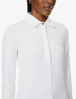 ME AND EM Button-neck Long-sleeved Stretch-woven Top -Ted Baker Store R04122150 FRESHWHITE ALT04