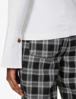 ME AND EM Button-neck Long-sleeved Stretch-woven Top -Ted Baker Store R04122150 FRESHWHITE ALT05