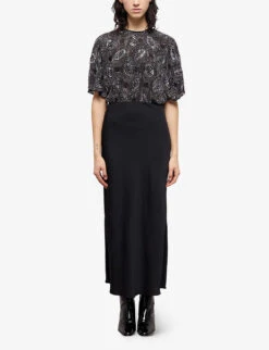 THE KOOPLES Rhinestone-embellished Satin Maxi Dress -Ted Baker Store R04122987 BLA01 ALT01