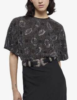 THE KOOPLES Rhinestone-embellished Satin Maxi Dress -Ted Baker Store R04122987 BLA01 ALT04