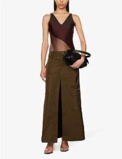 Rainbow V-neck Colour-block Woven Top -Ted Baker Store R04123527 NUDERAINBOWDARK ALT01