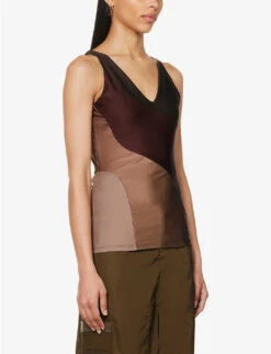 Rainbow V-neck Colour-block Woven Top -Ted Baker Store R04123527 NUDERAINBOWDARK ALT02