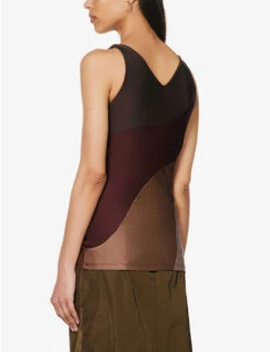 Rainbow V-neck Colour-block Woven Top -Ted Baker Store R04123527 NUDERAINBOWDARK ALT03