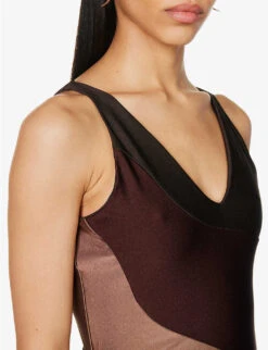 Rainbow V-neck Colour-block Woven Top -Ted Baker Store R04123527 NUDERAINBOWDARK ALT04