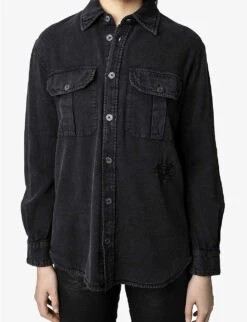 Zadig & Voltaire Teros Logo-embroidered Denim Shirt -Ted Baker Store R04125247 GREYDENIM ALT02