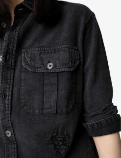 Zadig & Voltaire Teros Logo-embroidered Denim Shirt -Ted Baker Store R04125247 GREYDENIM ALT04