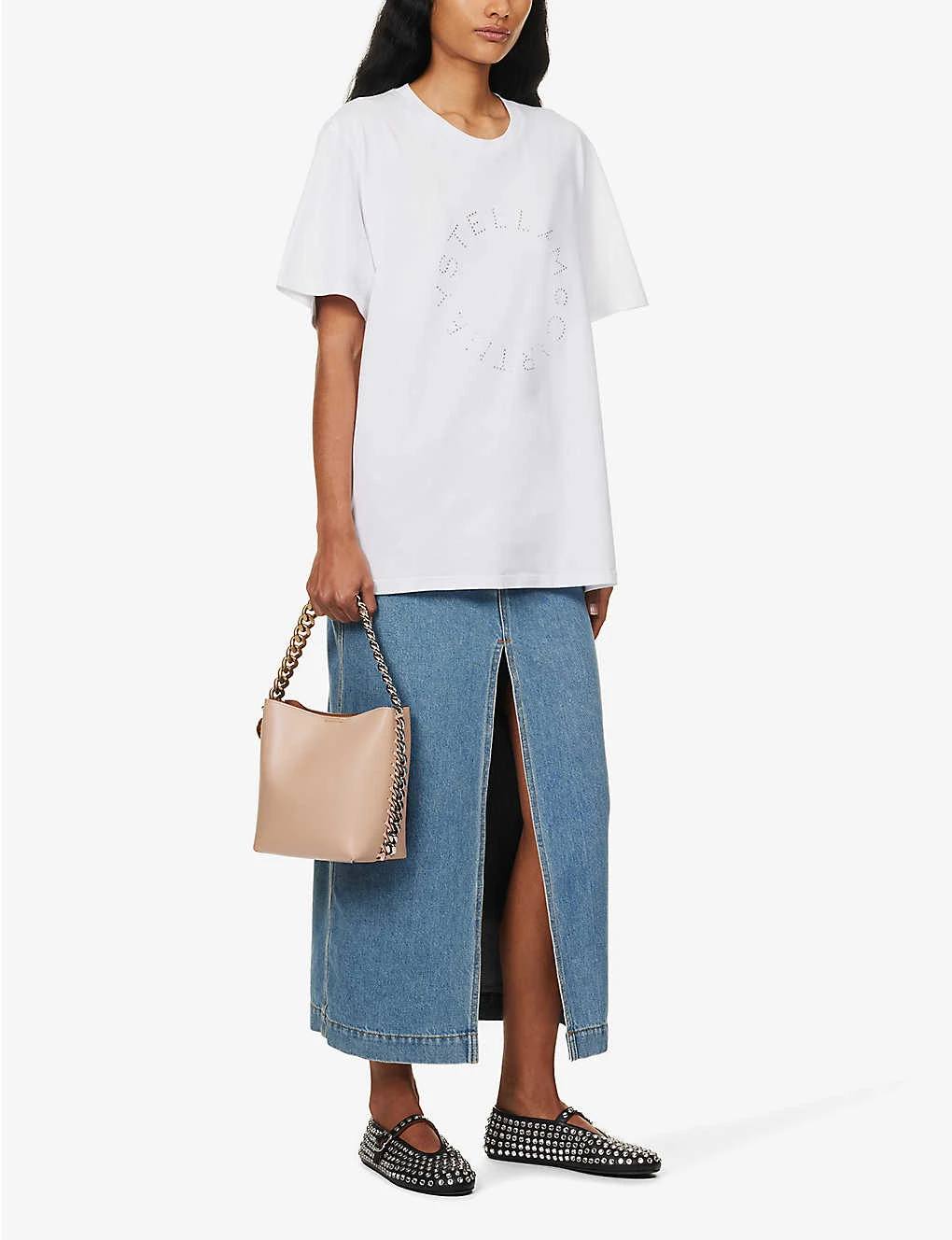 STELLA MCCARTNEY Rhinestone-embellished Brand-print Cotton T-shirt 4 STELLA MCCARTNEY Rhinestone-embellished Brand-print Cotton T-shirt - Image 2