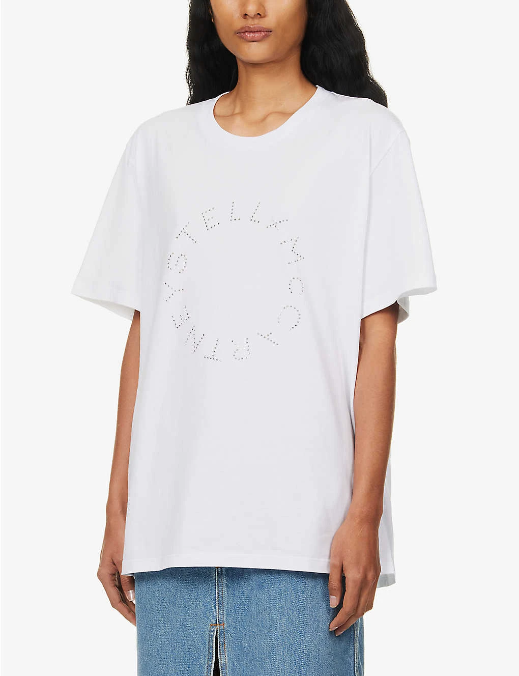STELLA MCCARTNEY Rhinestone-embellished Brand-print Cotton T-shirt 5 STELLA MCCARTNEY Rhinestone-embellished Brand-print Cotton T-shirt - Image 3