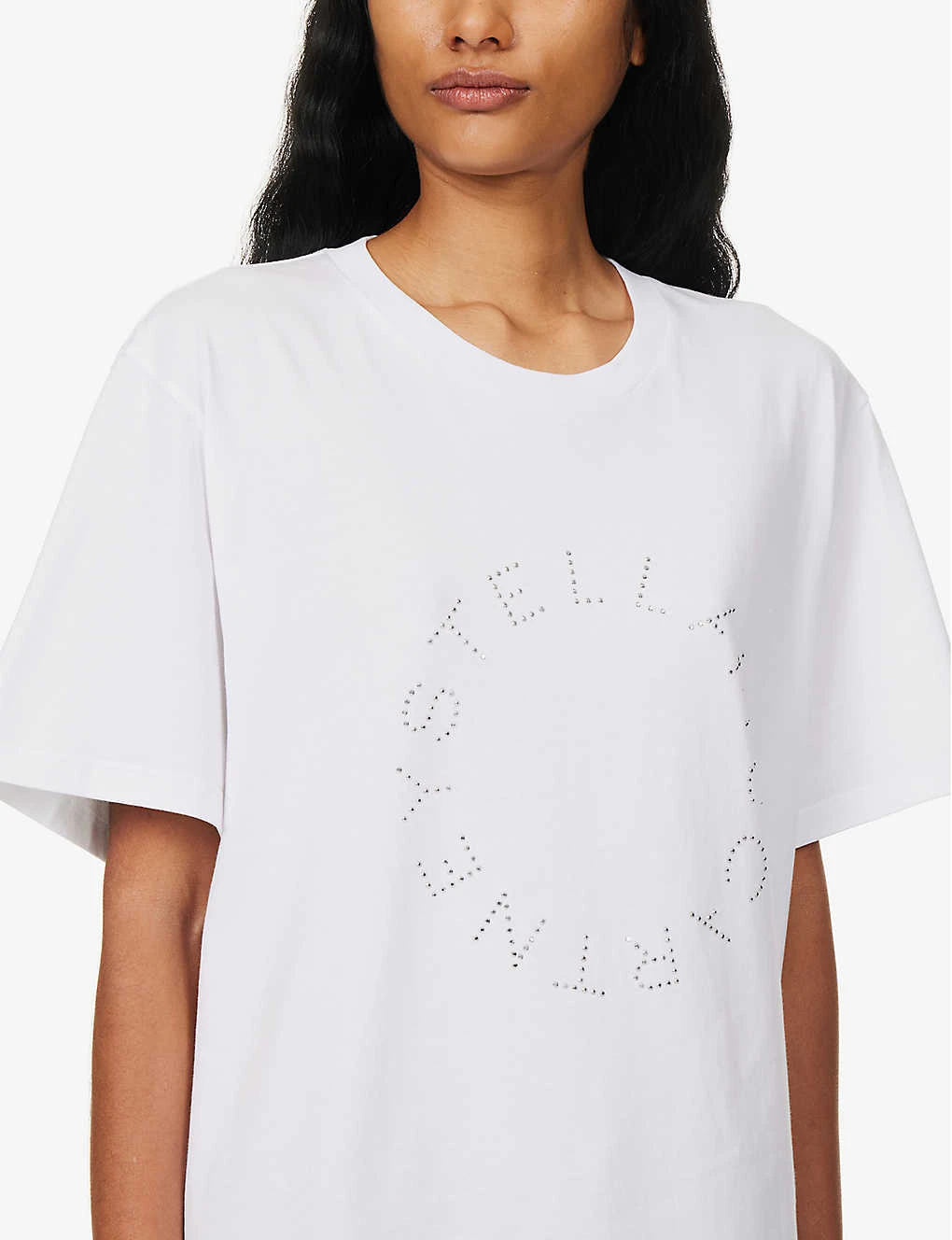 STELLA MCCARTNEY Rhinestone-embellished Brand-print Cotton T-shirt 7 STELLA MCCARTNEY Rhinestone-embellished Brand-print Cotton T-shirt - Image 5