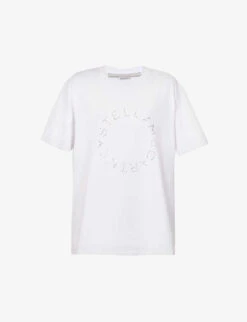 STELLA MCCARTNEY Rhinestone-embellished Brand-print Cotton T-shirt