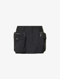 STELLA MCCARTNEY Zipped-pocket Low-rise Cotton-blend Mini Skirt