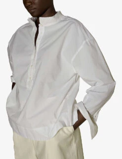 Soeur Poeme Embroidered-collar Relaxed-fit Cotton Shirt -Ted Baker Store R04125744 WHITE ALT02