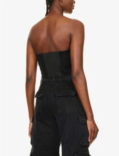 Hudson X Zoe Costello Stevie Cropped Stretch-denim Corset Top 10 Hudson X Zoe Costello Stevie Cropped Stretch-denim Corset Top -Ted Baker Store R04125837 BLACKROCK ALT03