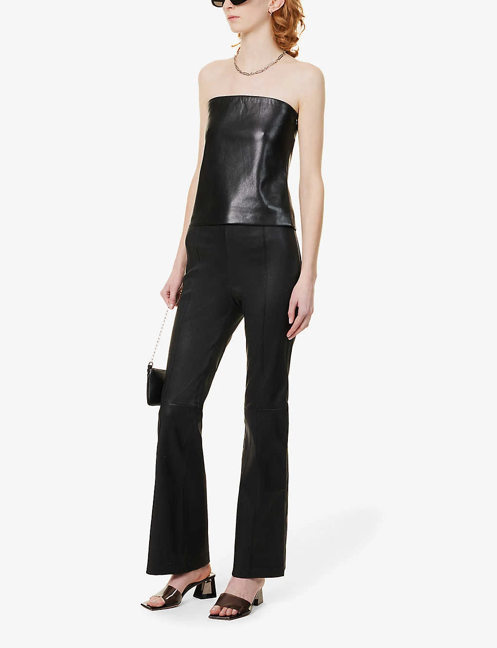 GOOD AMERICAN Straight-neck Slim-fit Faux-leather Top 4 GOOD AMERICAN Straight-neck Slim-fit Faux-leather Top - Image 2