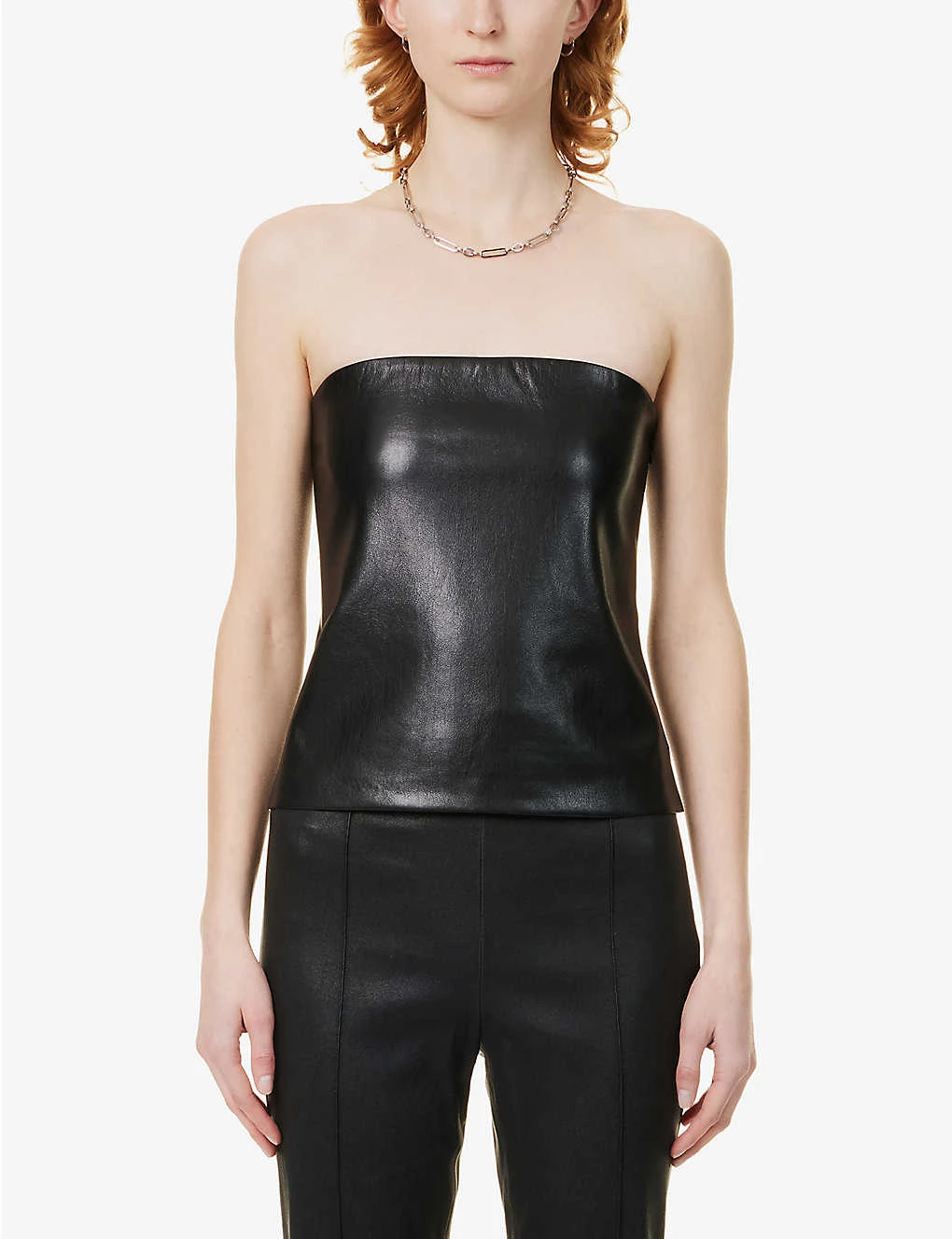 GOOD AMERICAN Straight-neck Slim-fit Faux-leather Top 5 GOOD AMERICAN Straight-neck Slim-fit Faux-leather Top - Image 3