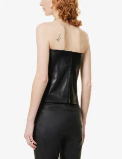 GOOD AMERICAN Straight-neck Slim-fit Faux-leather Top 11 GOOD AMERICAN Straight-neck Slim-fit Faux-leather Top -Ted Baker Store R04125912 BLACK001 ALT03