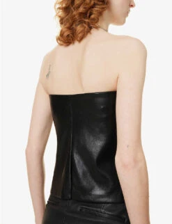 GOOD AMERICAN Straight-neck Slim-fit Faux-leather Top 12 GOOD AMERICAN Straight-neck Slim-fit Faux-leather Top -Ted Baker Store R04125912 BLACK001 ALT04