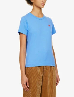 Comme Des Garçons Play Logo-embroidered Cotton-jersey T-shirt -Ted Baker Store R04126226 BLUE ALT02