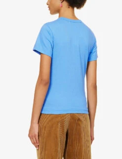 Comme Des Garçons Play Logo-embroidered Cotton-jersey T-shirt -Ted Baker Store R04126226 BLUE ALT03