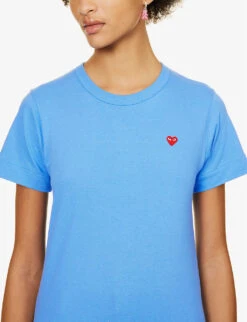 Comme Des Garçons Play Logo-embroidered Cotton-jersey T-shirt -Ted Baker Store R04126226 BLUE ALT04