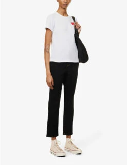 Comme Des Garçons Play Heart-appliqué Slim-fit Cotton-jersey Top -Ted Baker Store R04126229 WHITE ALT01