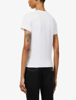 Comme Des Garçons Play Heart-appliqué Slim-fit Cotton-jersey Top -Ted Baker Store R04126229 WHITE ALT03