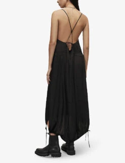 AllSaints Kaye Drawcord-hem Recycled Polyester-blend Maxi Dress -Ted Baker Store R04127005 BLACK ALT03