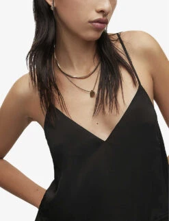 AllSaints Kaye Drawcord-hem Recycled Polyester-blend Maxi Dress -Ted Baker Store R04127005 BLACK ALT05