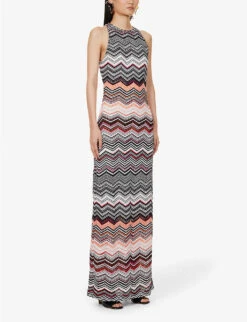 Missoni Chevron-print Sequin-embellished Knitted Maxi Dress -Ted Baker Store R04127051 BLACKROSEWHITE ALT02