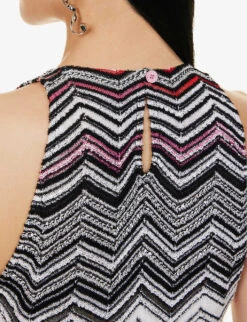 Missoni Chevron-print Sequin-embellished Knitted Maxi Dress -Ted Baker Store R04127051 BLACKROSEWHITE ALT04